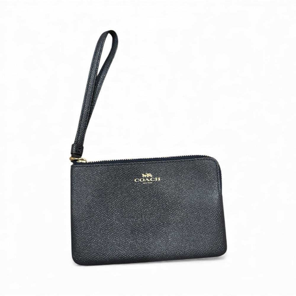 Coach Ebony black/blue Leather Wristlet